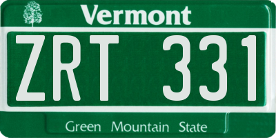 VT license plate ZRT331