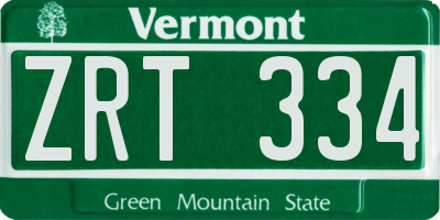VT license plate ZRT334