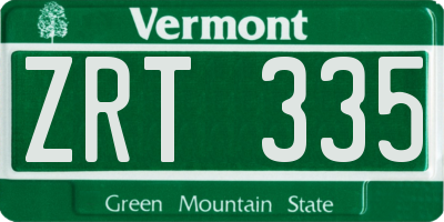 VT license plate ZRT335