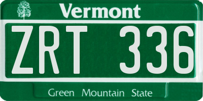VT license plate ZRT336