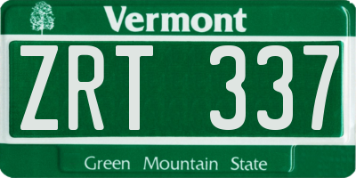 VT license plate ZRT337