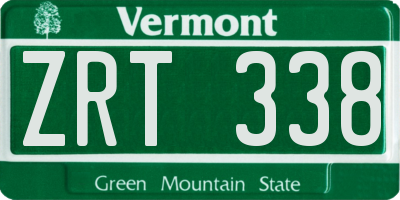 VT license plate ZRT338