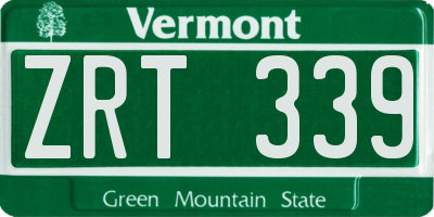 VT license plate ZRT339
