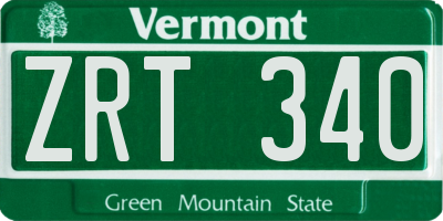 VT license plate ZRT340
