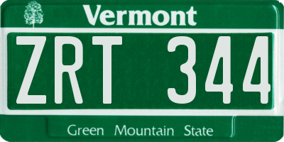 VT license plate ZRT344
