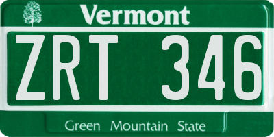 VT license plate ZRT346