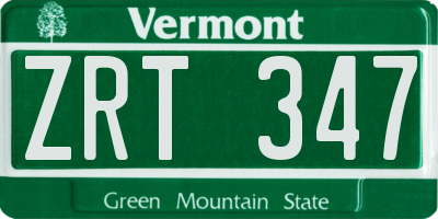 VT license plate ZRT347