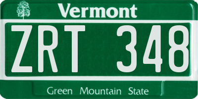VT license plate ZRT348