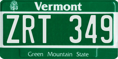 VT license plate ZRT349