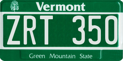 VT license plate ZRT350