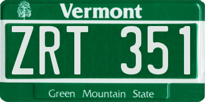 VT license plate ZRT351
