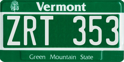 VT license plate ZRT353