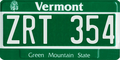 VT license plate ZRT354