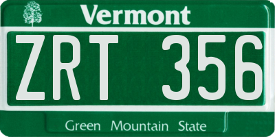 VT license plate ZRT356