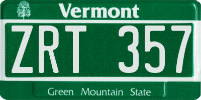 VT license plate ZRT357