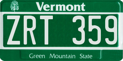 VT license plate ZRT359