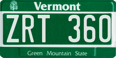 VT license plate ZRT360