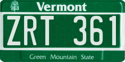 VT license plate ZRT361