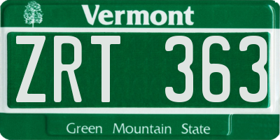 VT license plate ZRT363