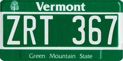 VT license plate ZRT367