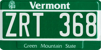 VT license plate ZRT368