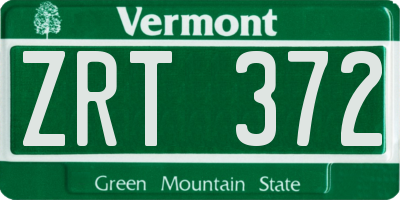 VT license plate ZRT372