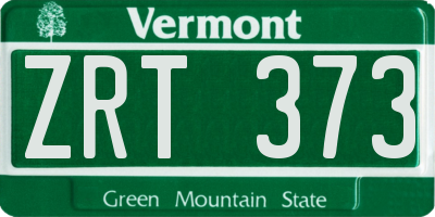 VT license plate ZRT373
