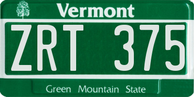 VT license plate ZRT375