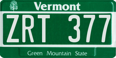 VT license plate ZRT377