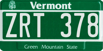 VT license plate ZRT378