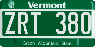 VT license plate ZRT380