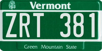 VT license plate ZRT381