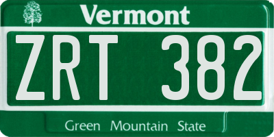 VT license plate ZRT382