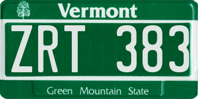 VT license plate ZRT383