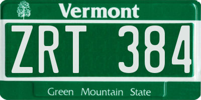 VT license plate ZRT384