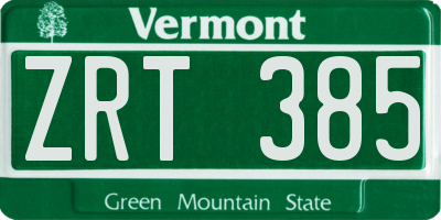 VT license plate ZRT385