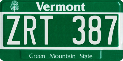 VT license plate ZRT387