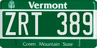 VT license plate ZRT389