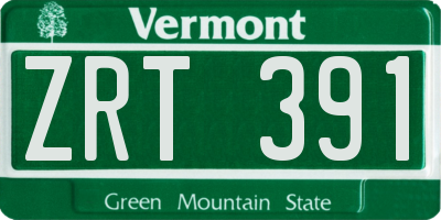 VT license plate ZRT391