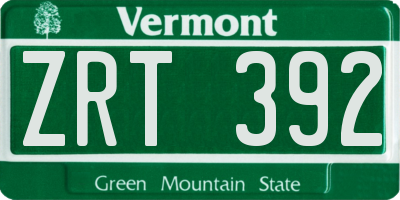 VT license plate ZRT392