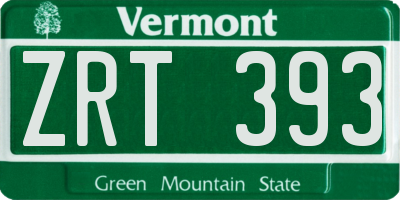 VT license plate ZRT393