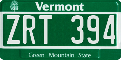 VT license plate ZRT394