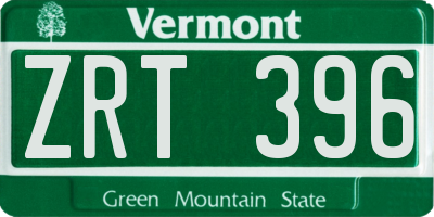 VT license plate ZRT396