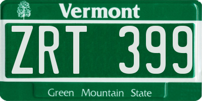 VT license plate ZRT399