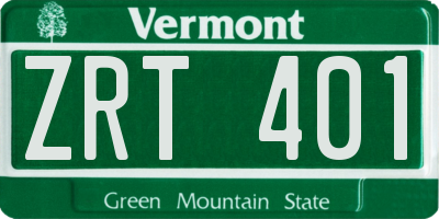 VT license plate ZRT401