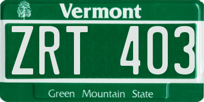 VT license plate ZRT403