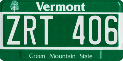 VT license plate ZRT406