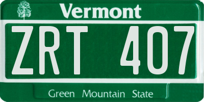 VT license plate ZRT407