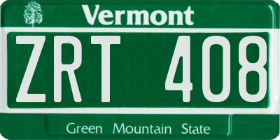 VT license plate ZRT408