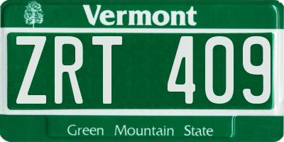 VT license plate ZRT409